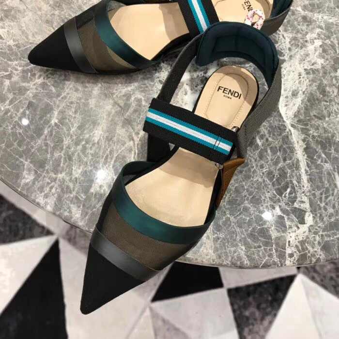 F**di Slingbacks Blue Black Flat-soled Shoes