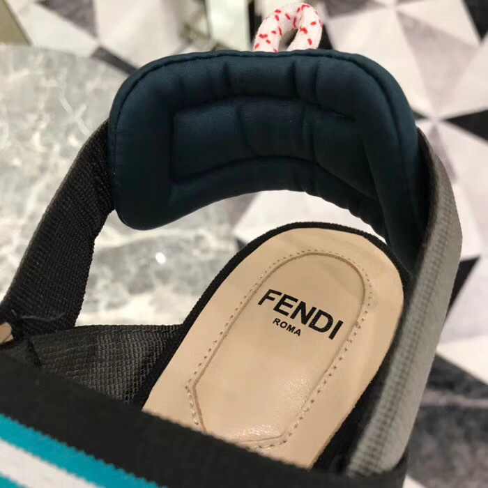 F**di Slingbacks Blue Black Mid Heel Shoes 5cm