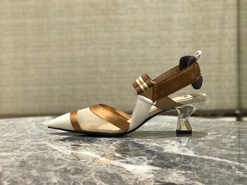 F**di Slingbacks White Mid Heel Shoes 5cm