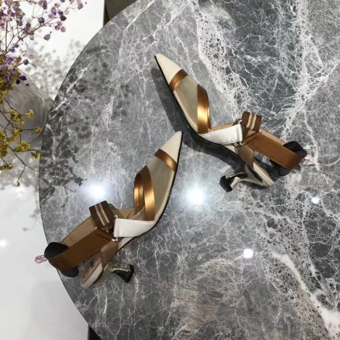 F**di Slingbacks White Mid Heel Shoes 5cm