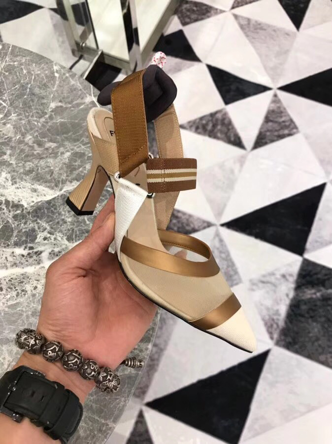 F**di Slingbacks White High Heel Shoes 8cm