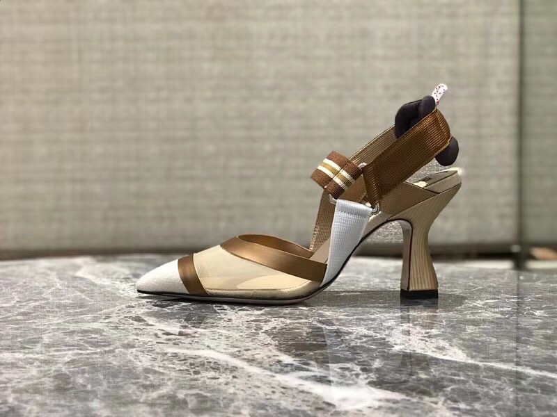 F**di Slingbacks White High Heel Shoes 8cm