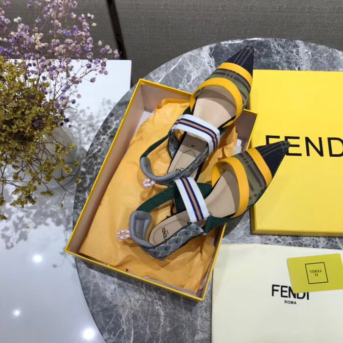 F**di Slingbacks Yellow Green Flat-soled Shoes