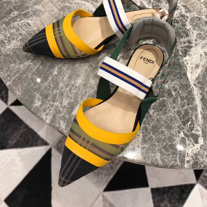 F**di Slingbacks Yellow Green Flat-soled Shoes