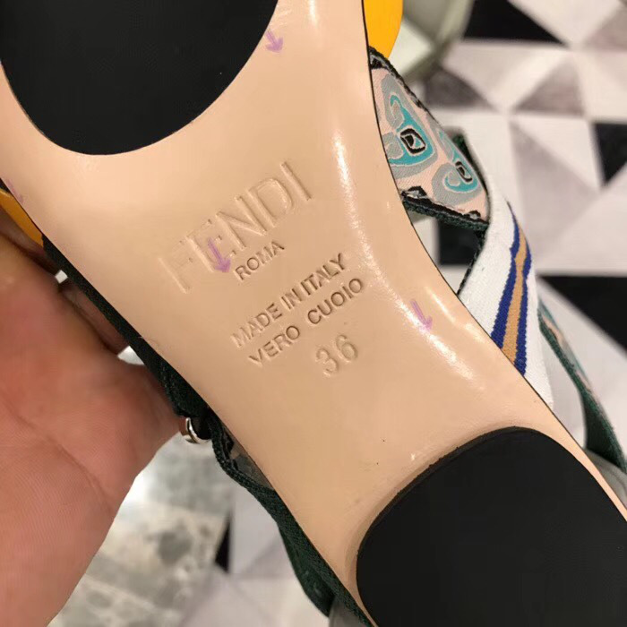 F**di Slingbacks Yellow Green Flat-soled Shoes