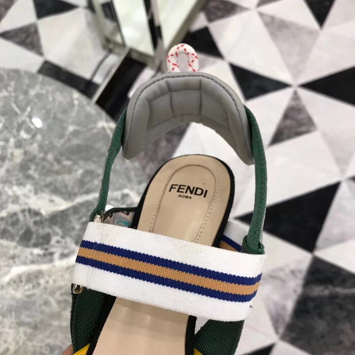 F**di Slingbacks Yellow Green Mid Heel Shoes 5cm