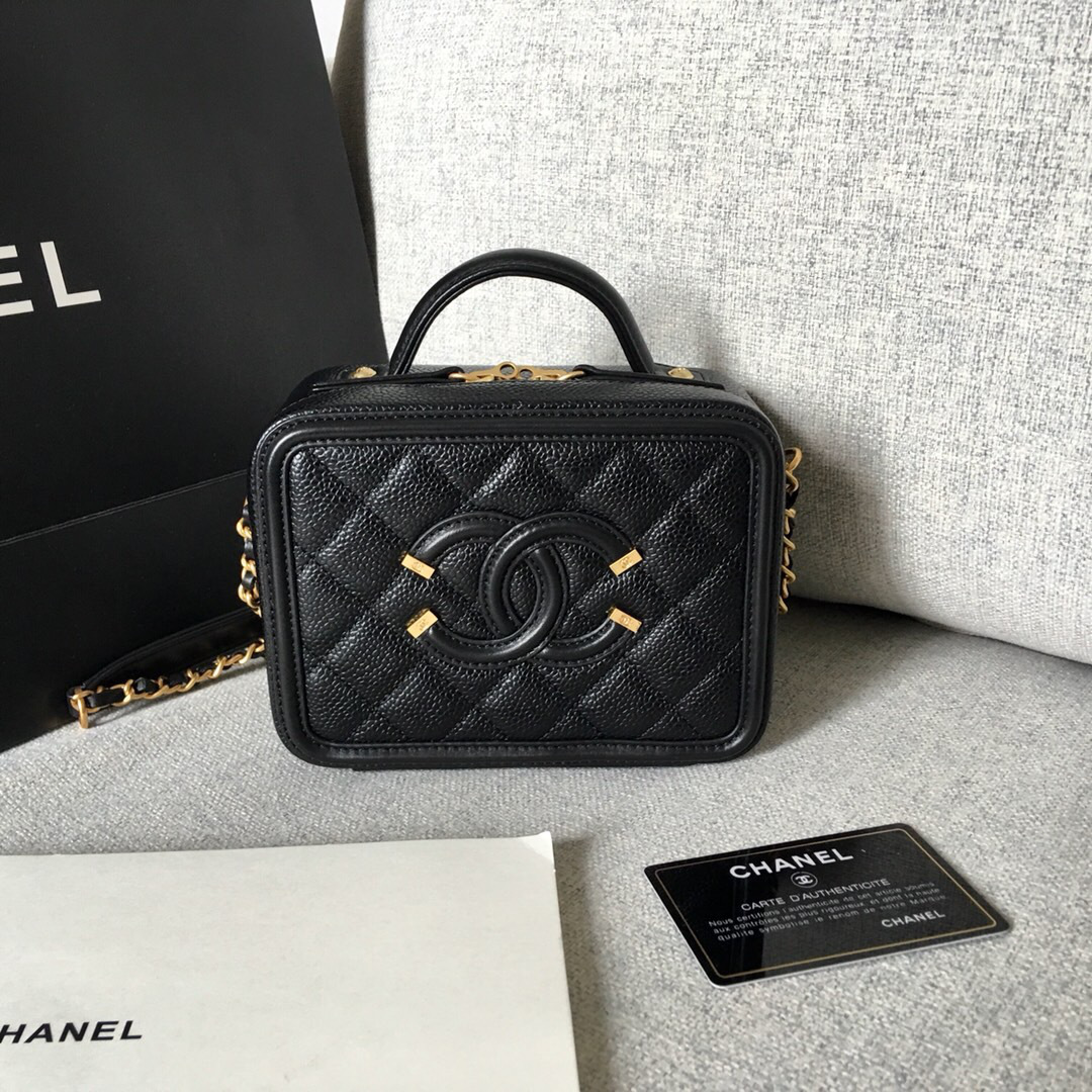 Ch**el Small Makeup Caviar Vanity Bag Black