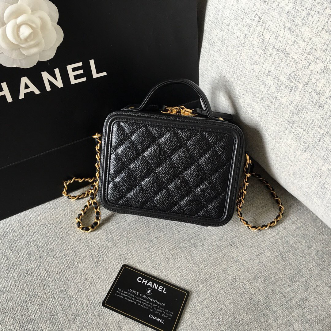 Ch**el Small Makeup Caviar Vanity Bag Black