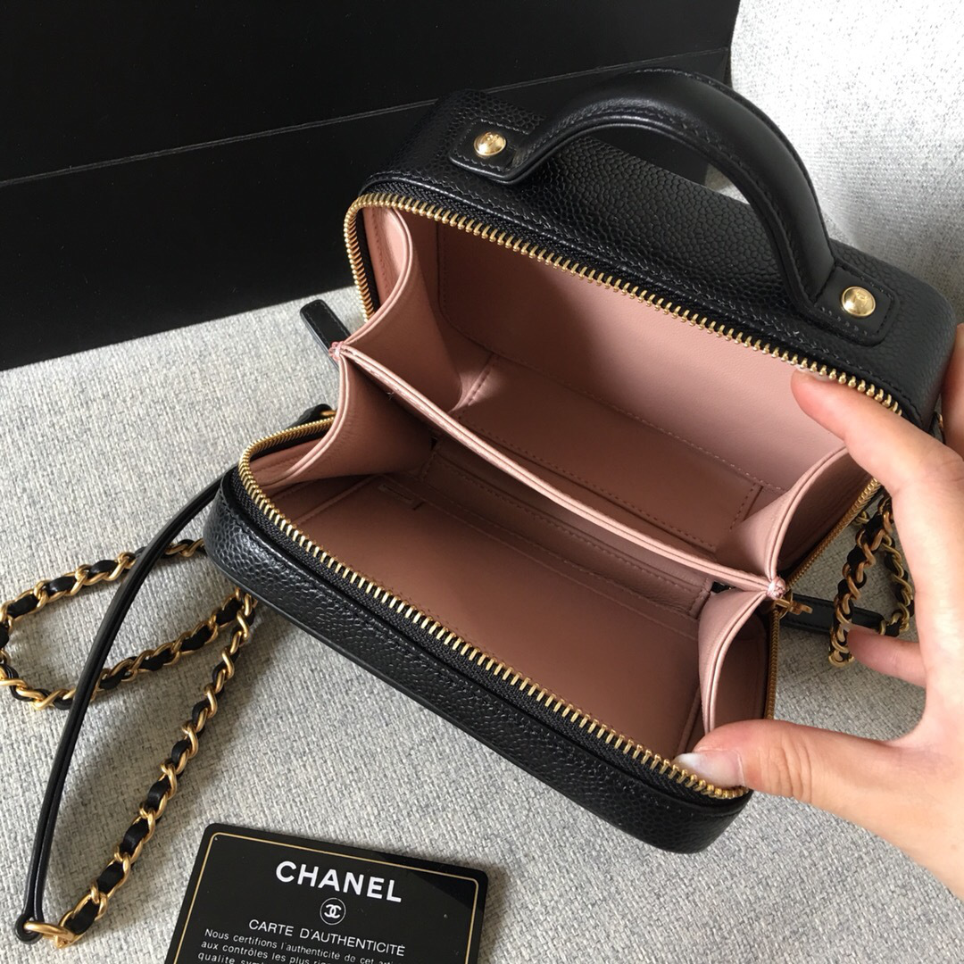 Ch**el Small Makeup Caviar Vanity Bag Black