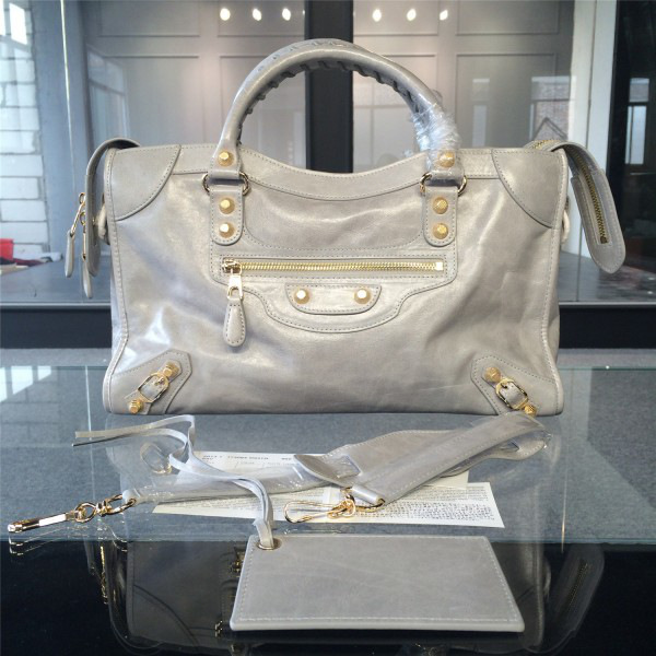 Ba1en*iaga Motorcycle Large Handbag Light Gray