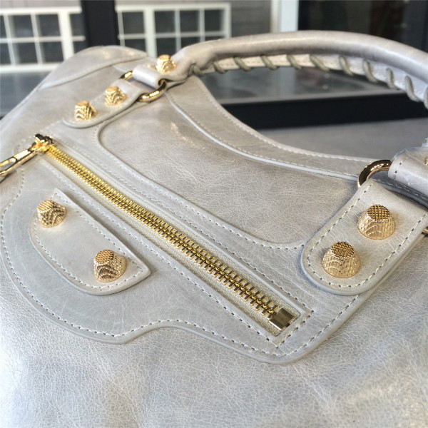 Ba1en*iaga Motorcycle Large Handbag Light Gray