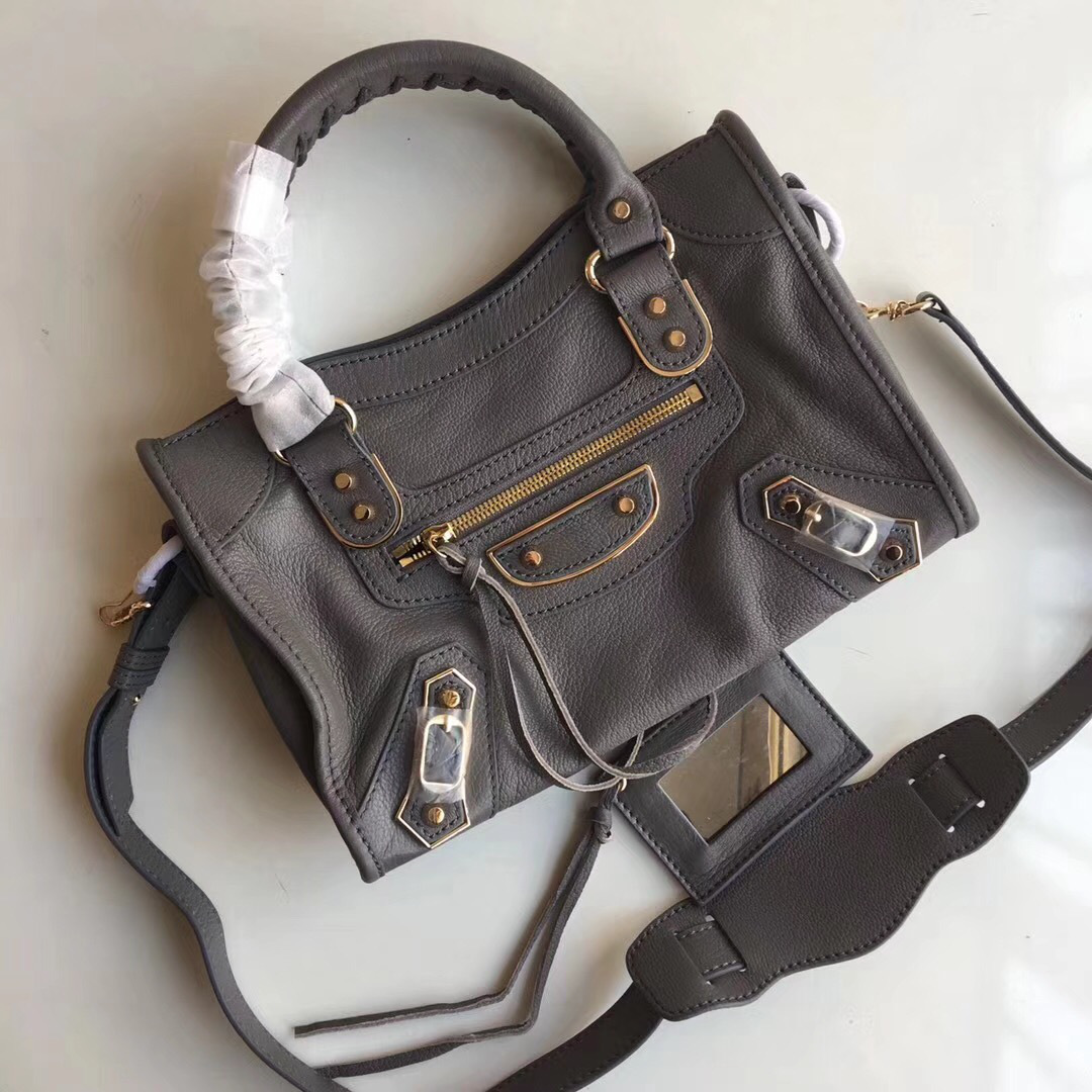 Ba1en*iaga Motorcycle Medium Handbag Gray