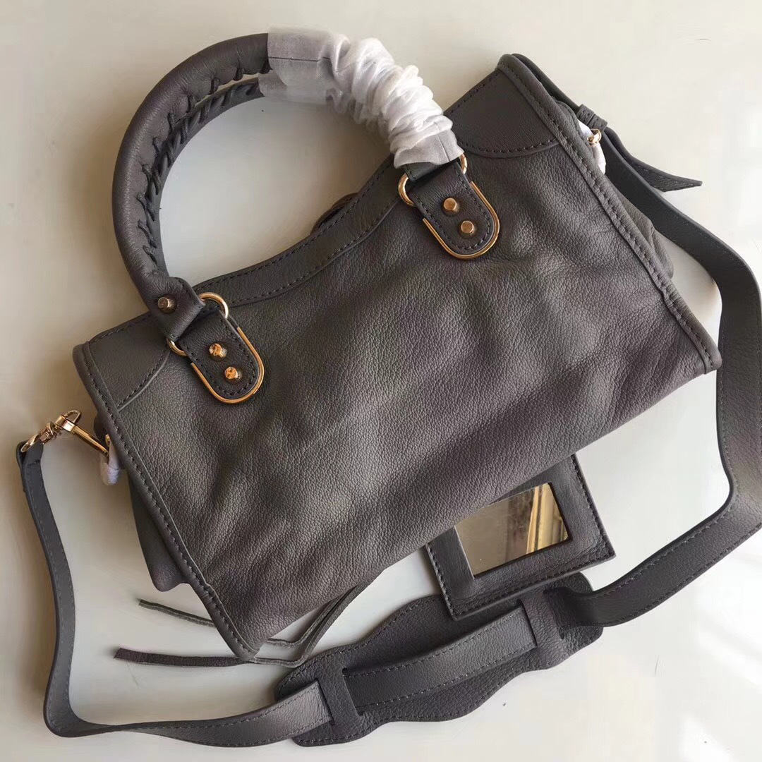 Ba1en*iaga Motorcycle Medium Handbag Gray