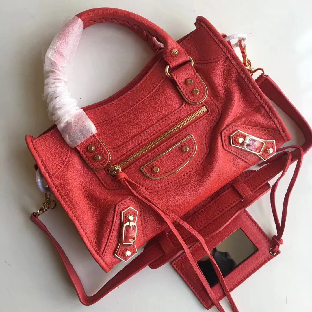 Ba1en*iaga Motorcycle Medium Handbag Red