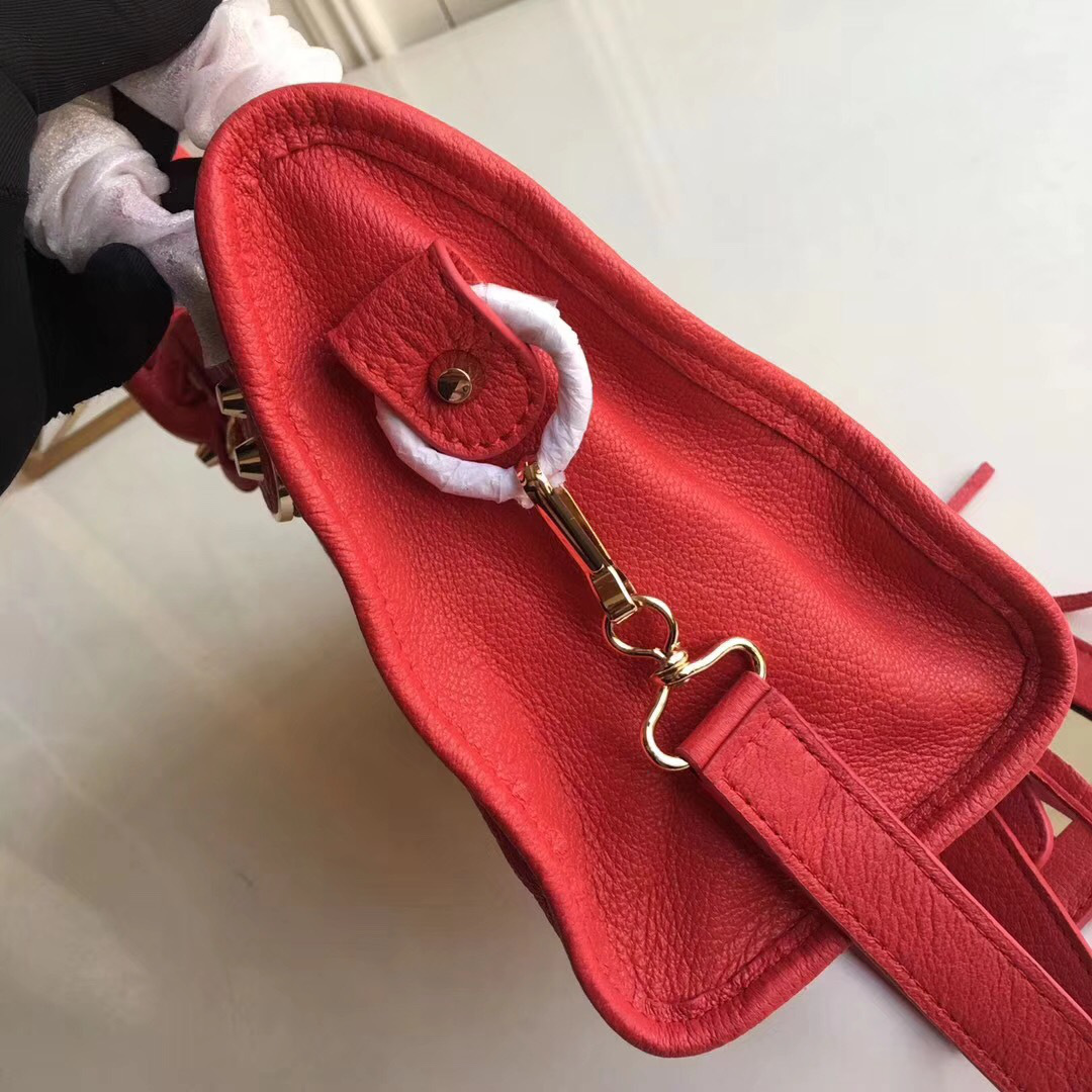 Ba1en*iaga Motorcycle Medium Handbag Red
