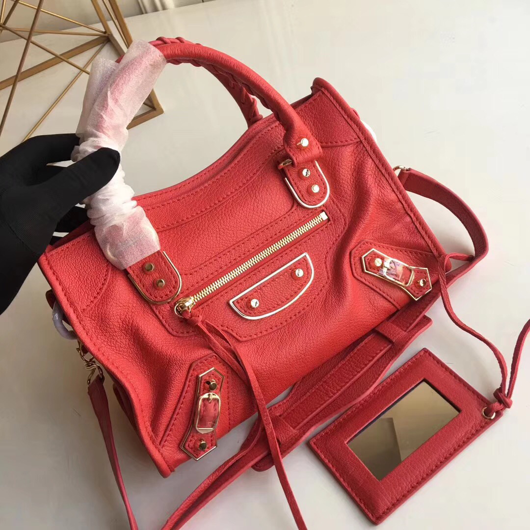 Ba1en*iaga Motorcycle Medium Handbag Red