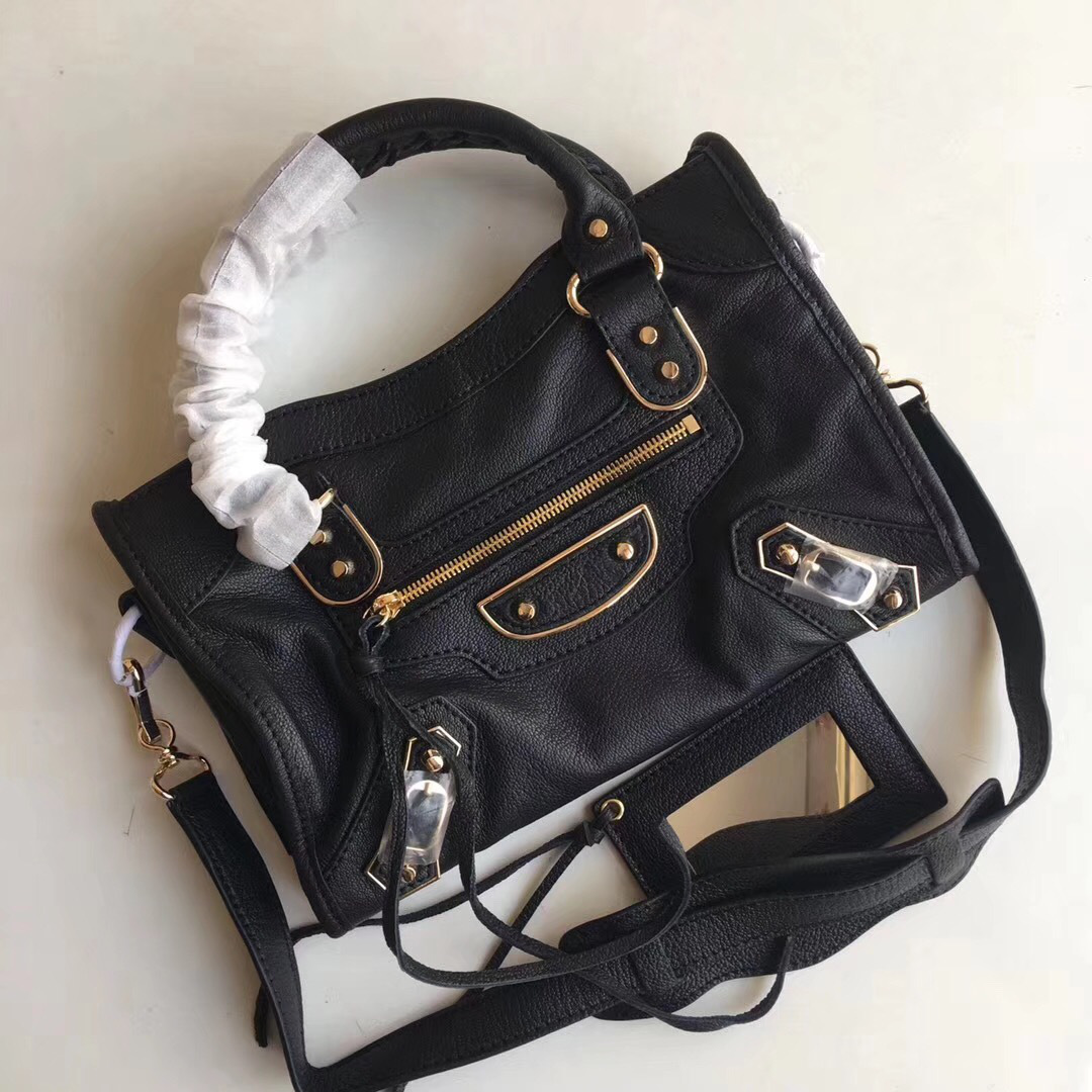 Ba1en*iaga Motorcycle Medium Handbag Black