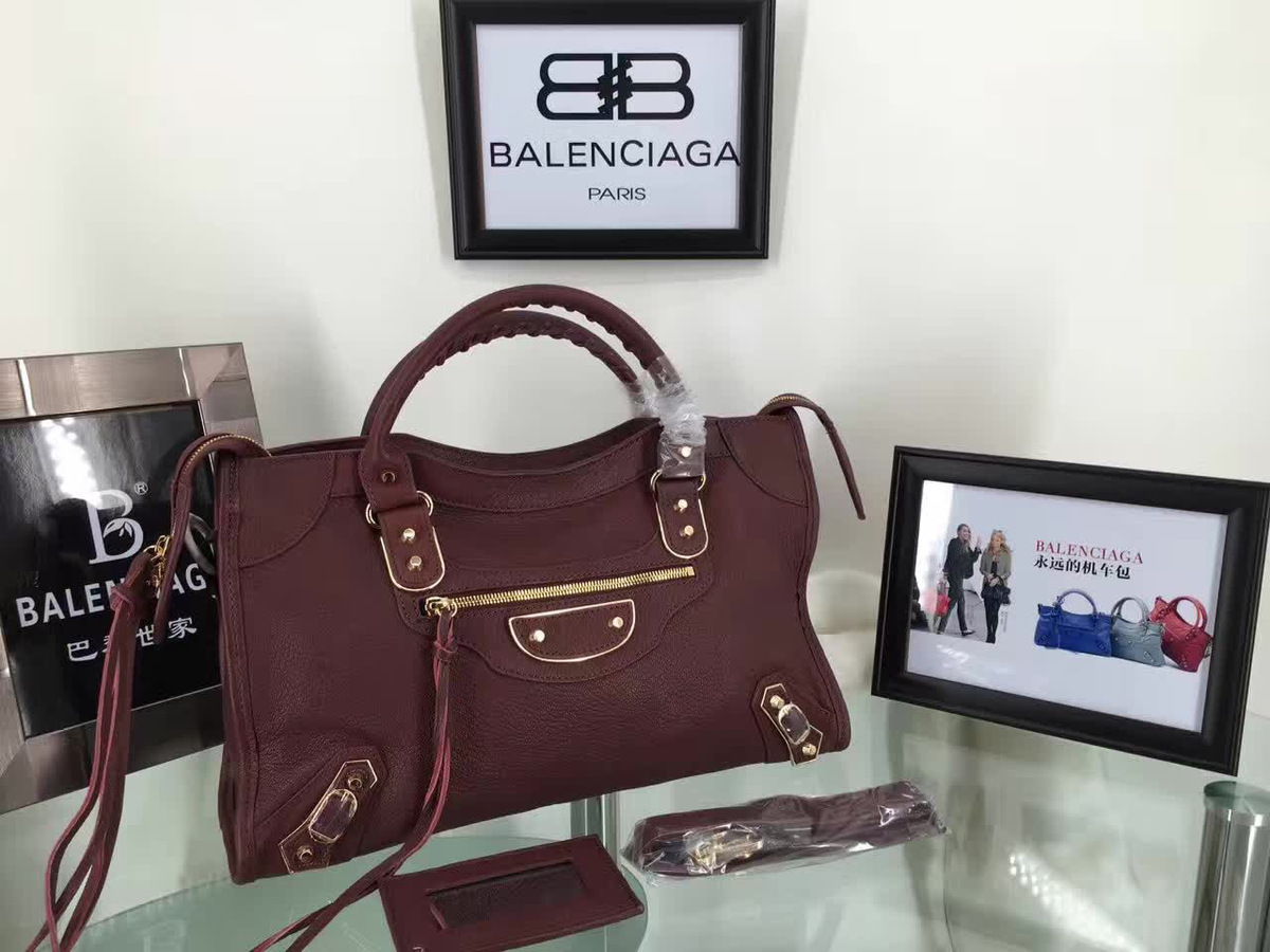 Ba1en*iaga Motorcycle medium Handbag Wine Red
