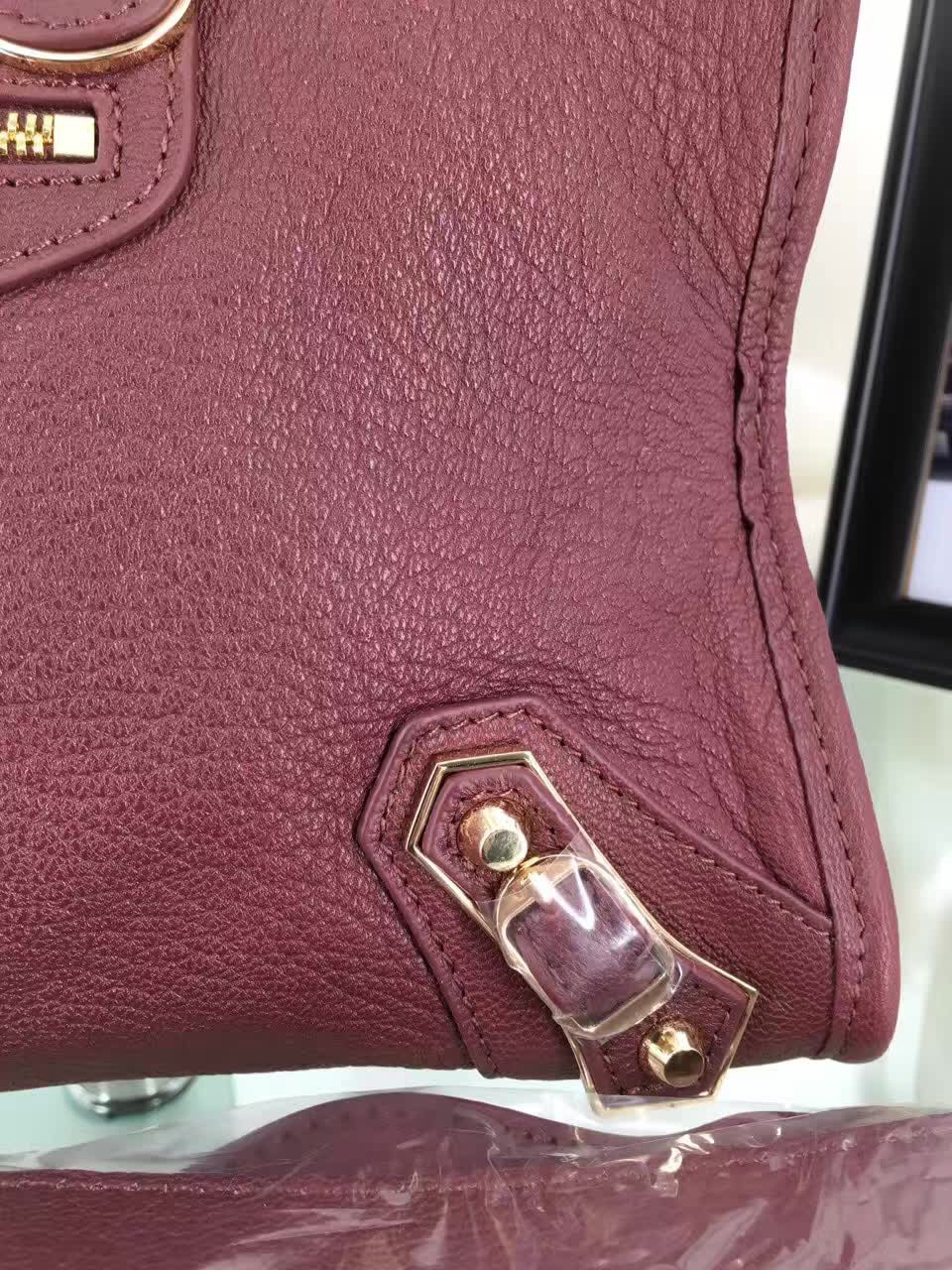 Ba1en*iaga Motorcycle medium Handbag Wine Red