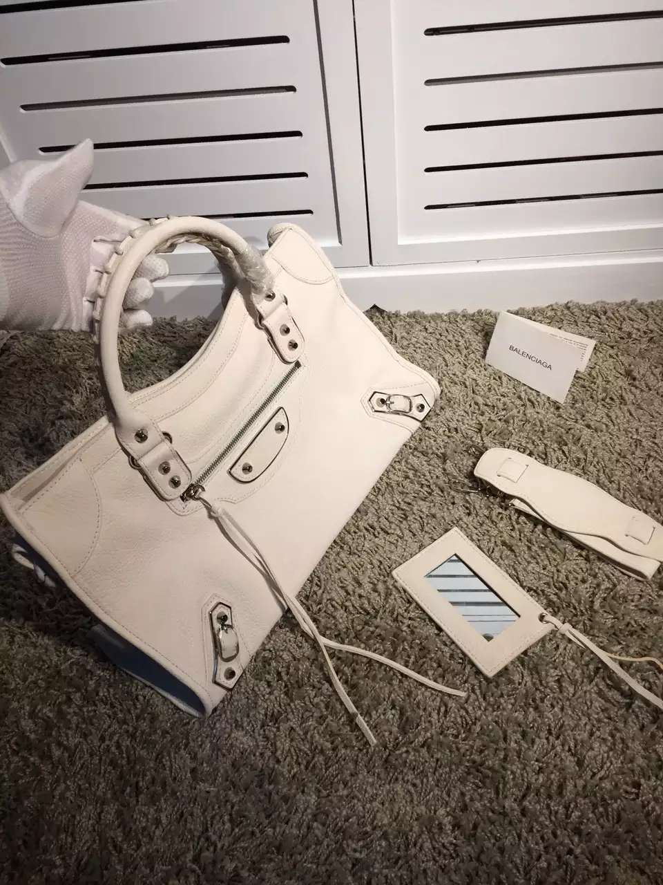 Ba1en*iaga Classic City 38cm Goatskin white Bag