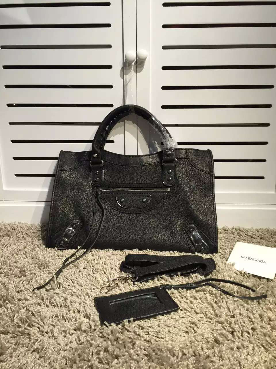Ba1en*iaga Classic City 38cm Goatskin black Bag