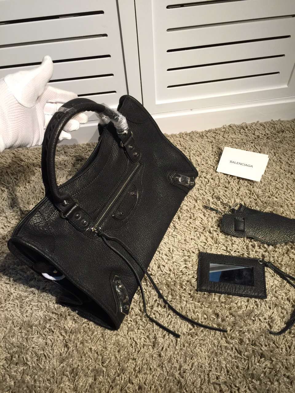 Ba1en*iaga Classic City 38cm Goatskin black Bag