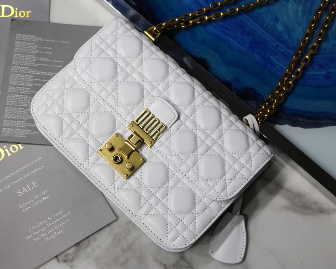 D10r Addict Lambskin retro chain White bag