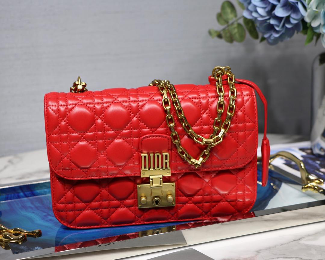 D10r Addict Lambskin retro chain Red bag
