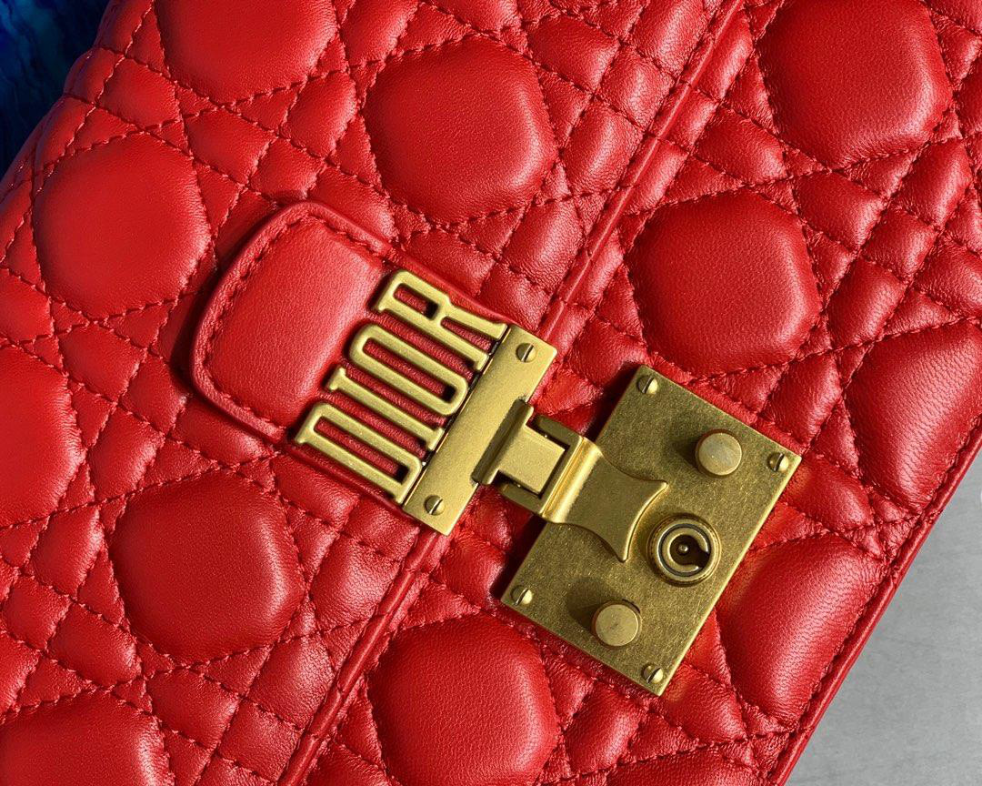 D10r Addict Lambskin retro chain Red bag