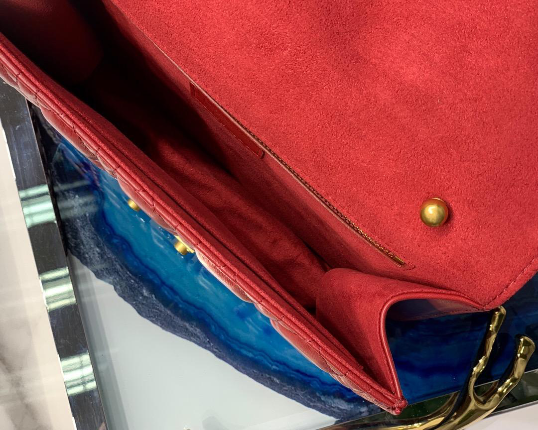 D10r Addict Lambskin retro chain Wine Red bag
