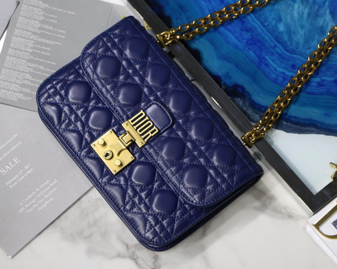 D10r Addict Lambskin retro chain Blue bag