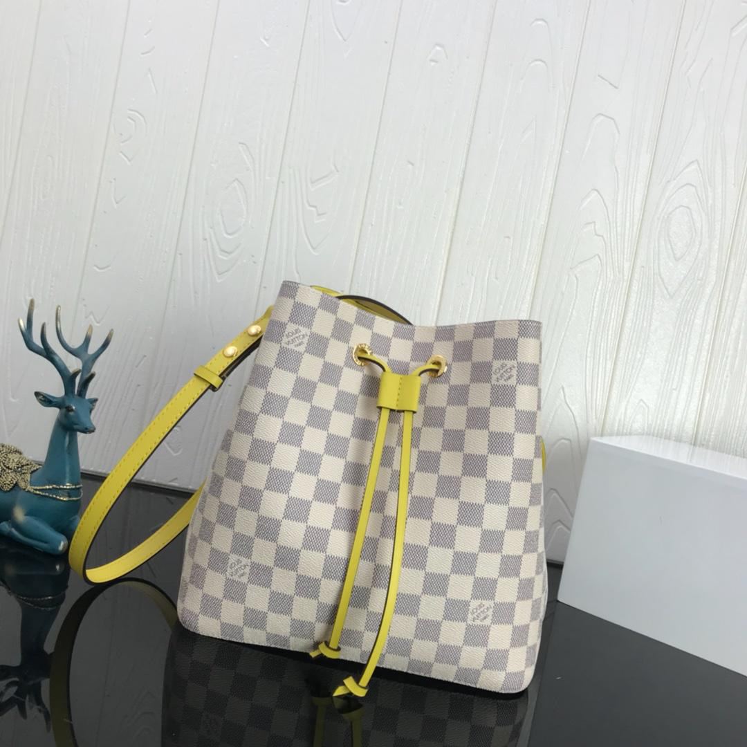 L0vis Vvtt0n NEONOE Handbag Monogram Canvas Calfskin Bucket Yellow bag