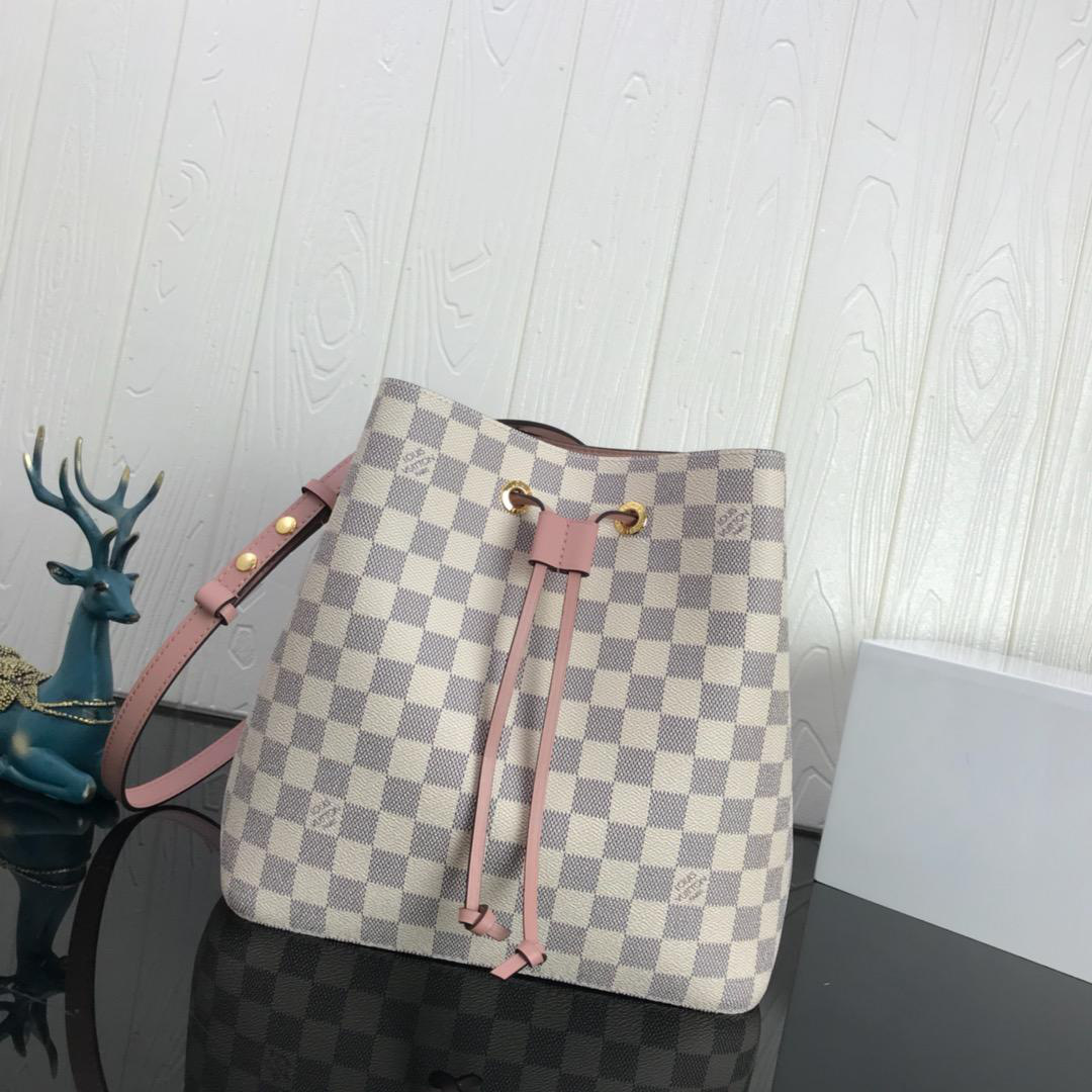 L0vis Vvtt0n NEONOE Handbag Monogram Canvas Calfskin Bucket Pink bag