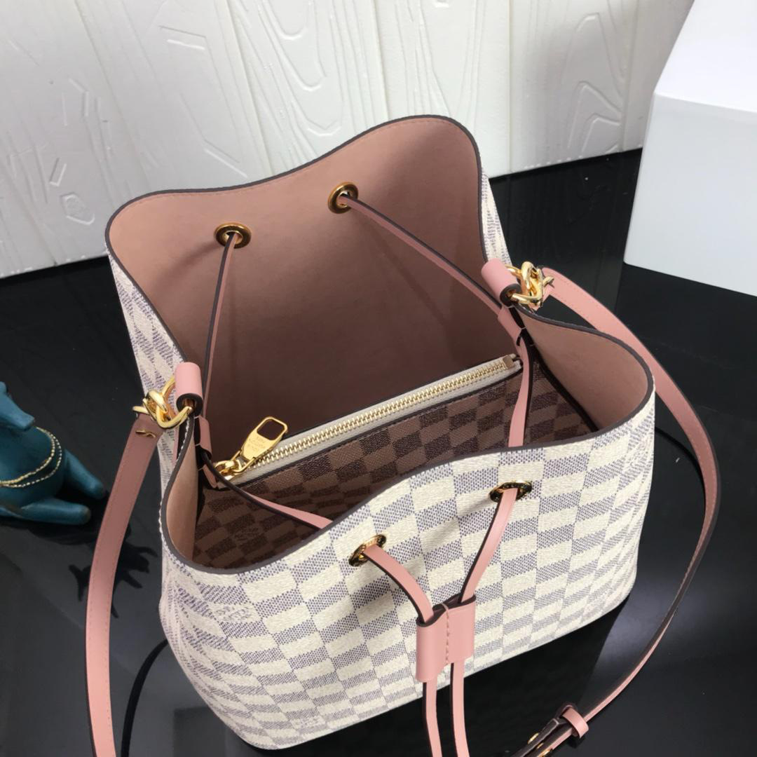 L0vis Vvtt0n NEONOE Handbag Monogram Canvas Calfskin Bucket Pink bag