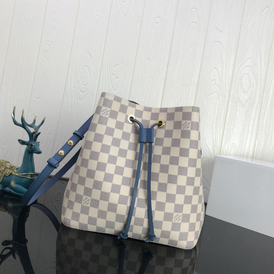 L0vis Vvtt0n NEONOE Handbag Monogram Canvas Calfskin Bucket Blue bag