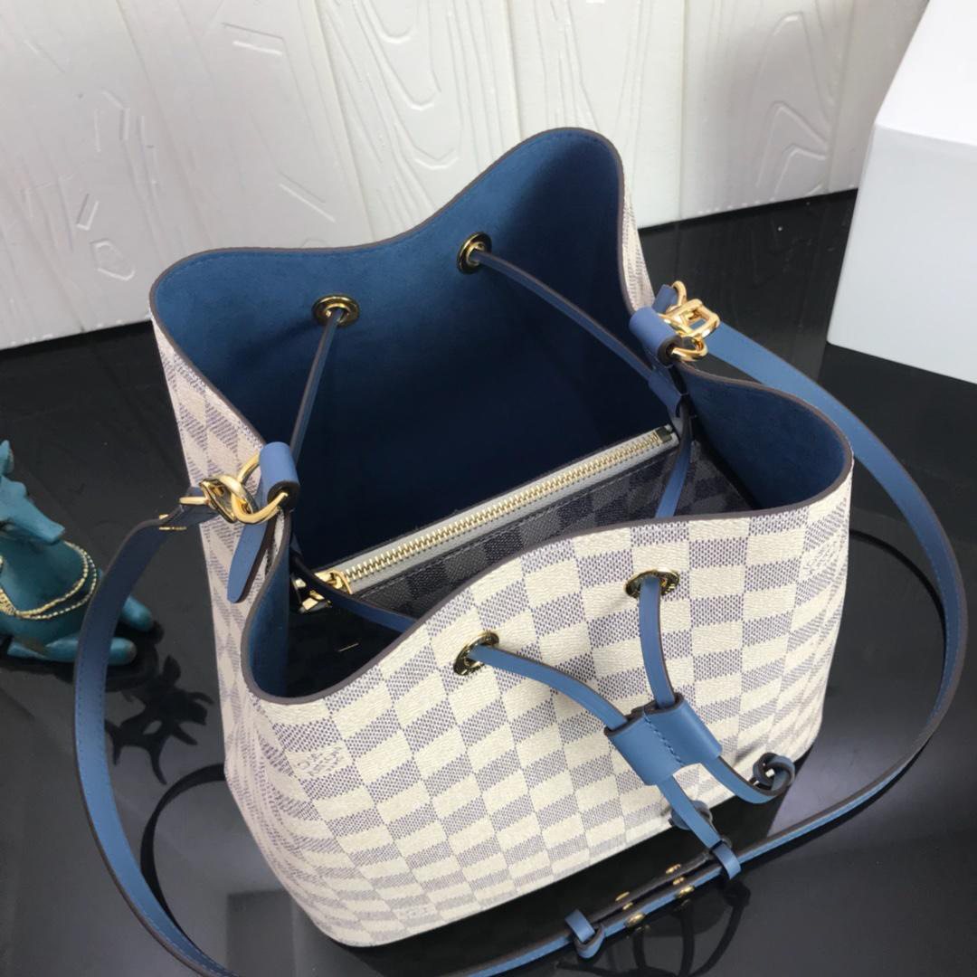 L0vis Vvtt0n NEONOE Handbag Monogram Canvas Calfskin Bucket Blue bag