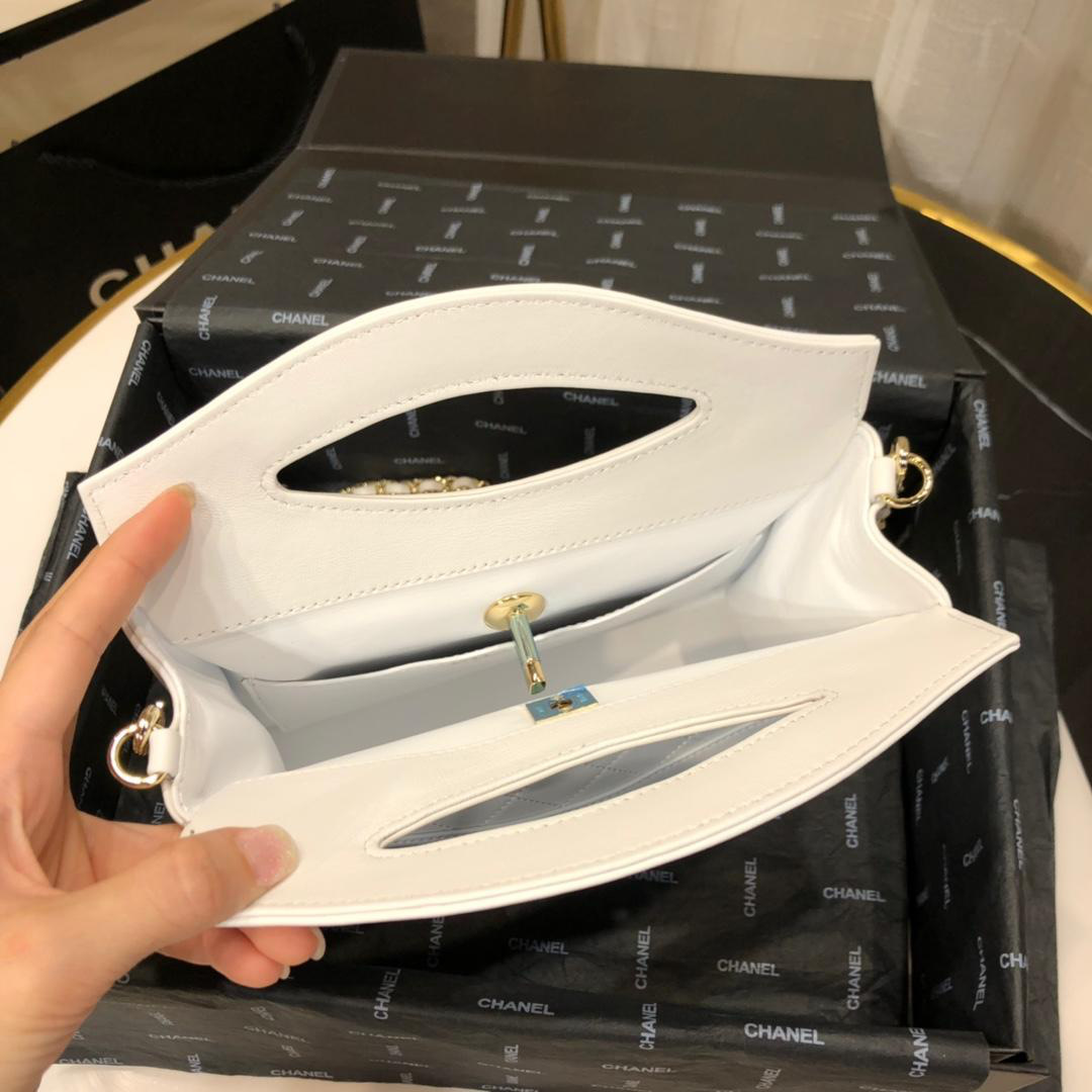 Ch**el mini Chain Shoulder White Handbag