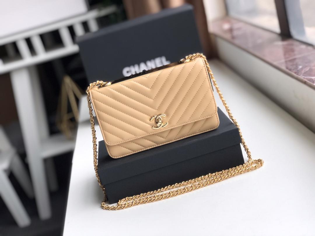 Ch**el Lamb skin V-type chain Bag bagsaa