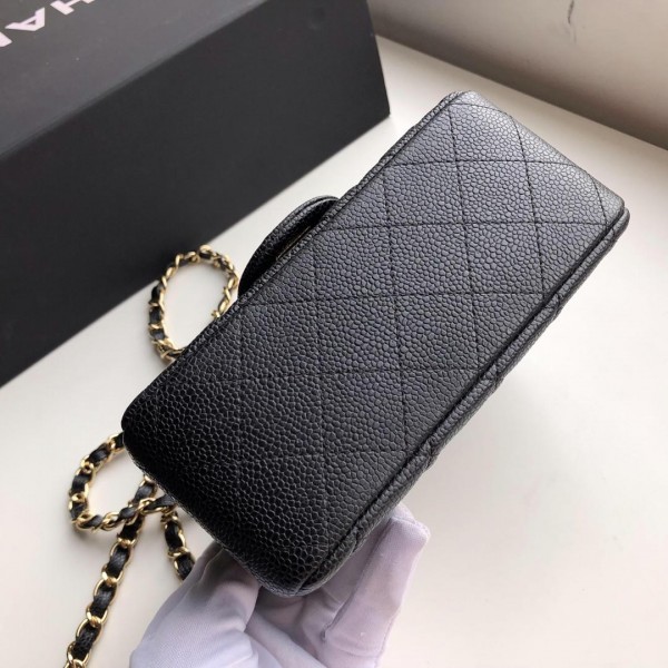 Bagsaaa Ch**el Flap Bag Caviar Gold Hardware Black - 17cm