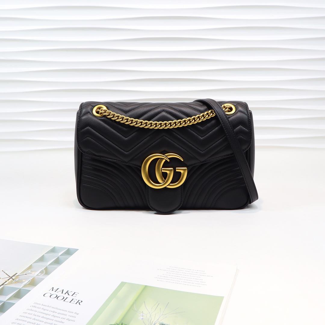 Gvc*1 Marmont medium matelassé shoulder Black bag 443496