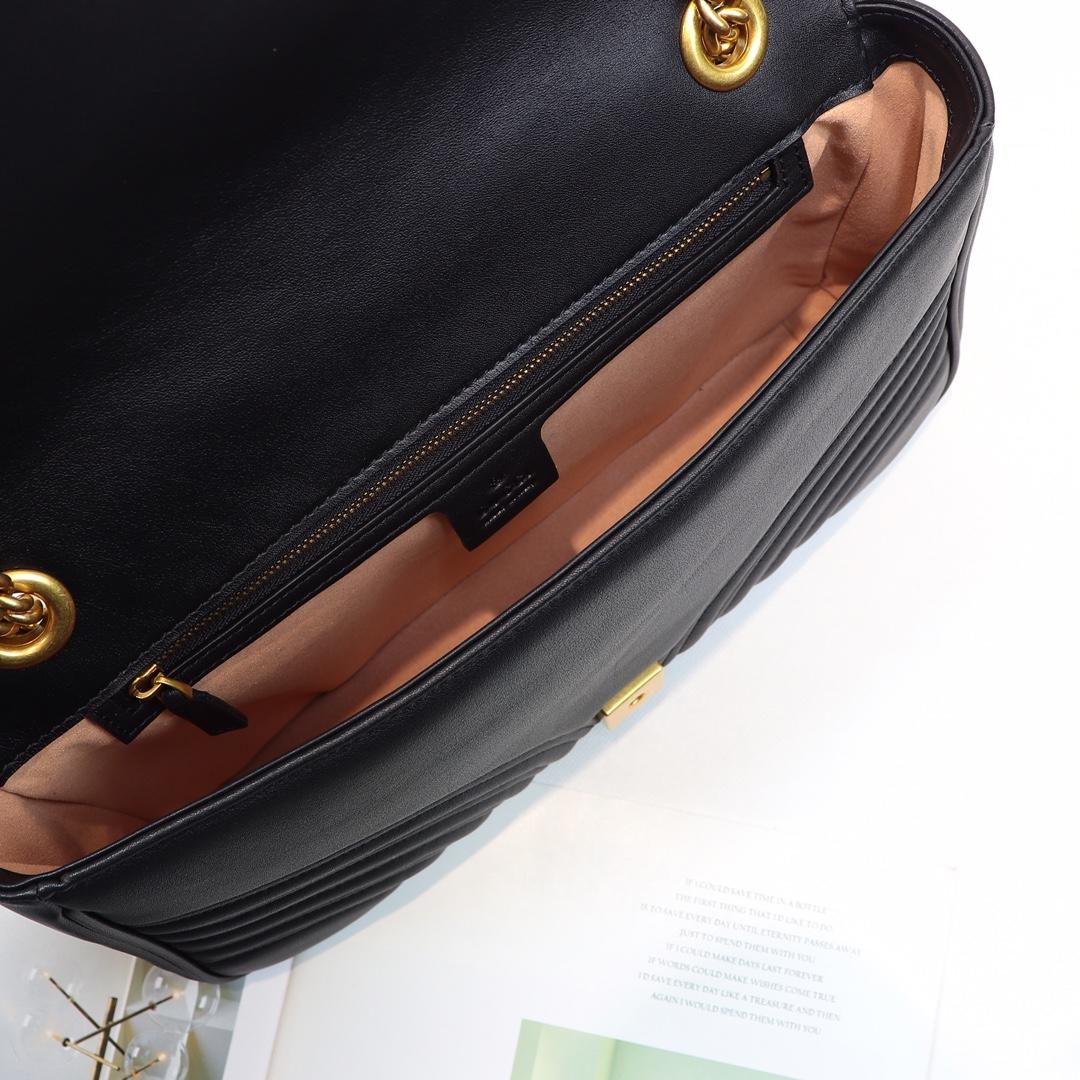 Gvc*1 Marmont medium matelassé shoulder Black bag 443496
