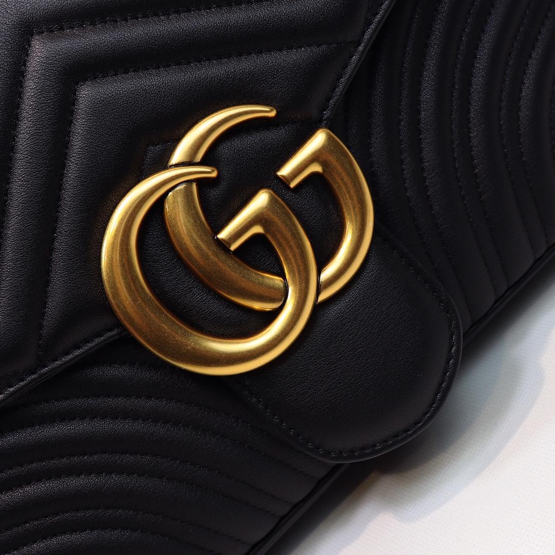Gvc*1 Marmont medium matelassé shoulder Black bag 443496