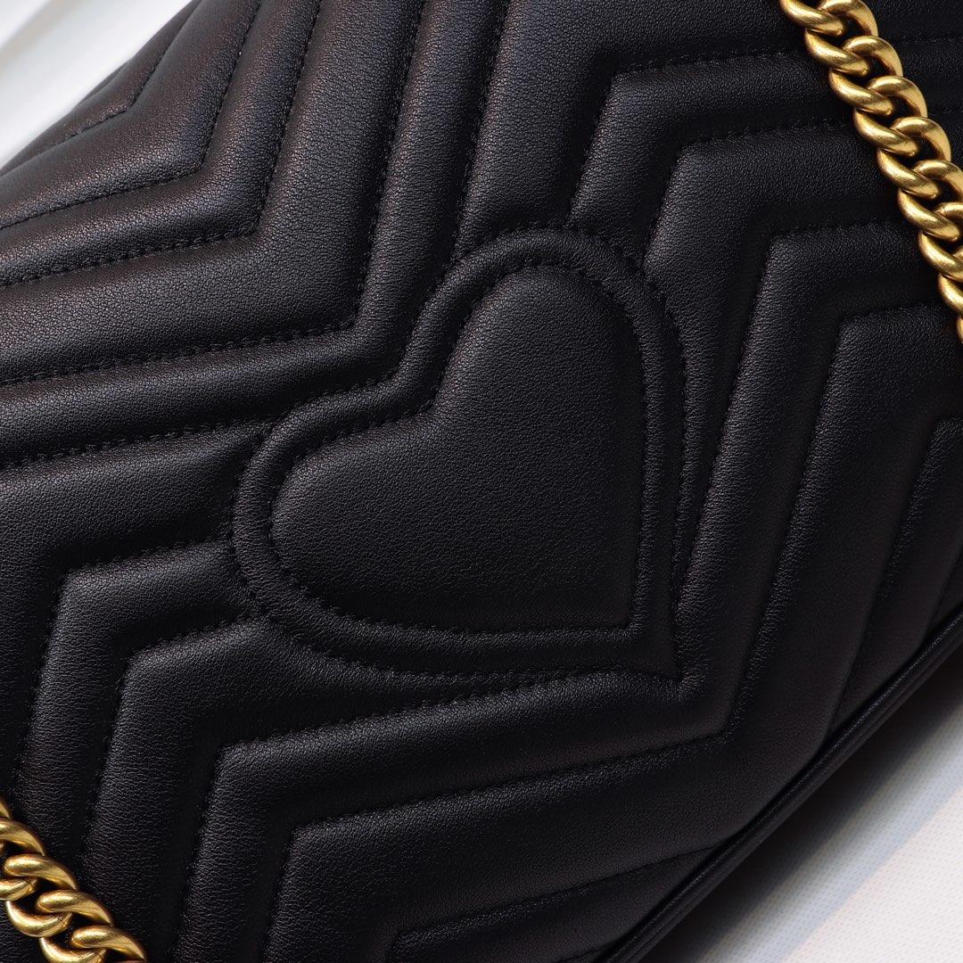 Gvc*1 Marmont medium matelassé shoulder Black bag 443496