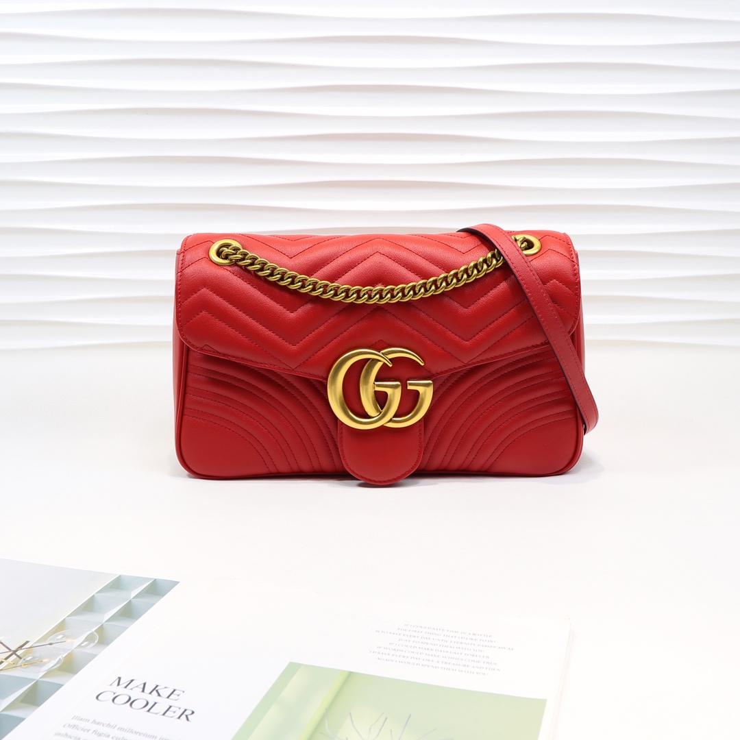 Gvc*1 Marmont medium matelassé shoulder bag Red 443496
