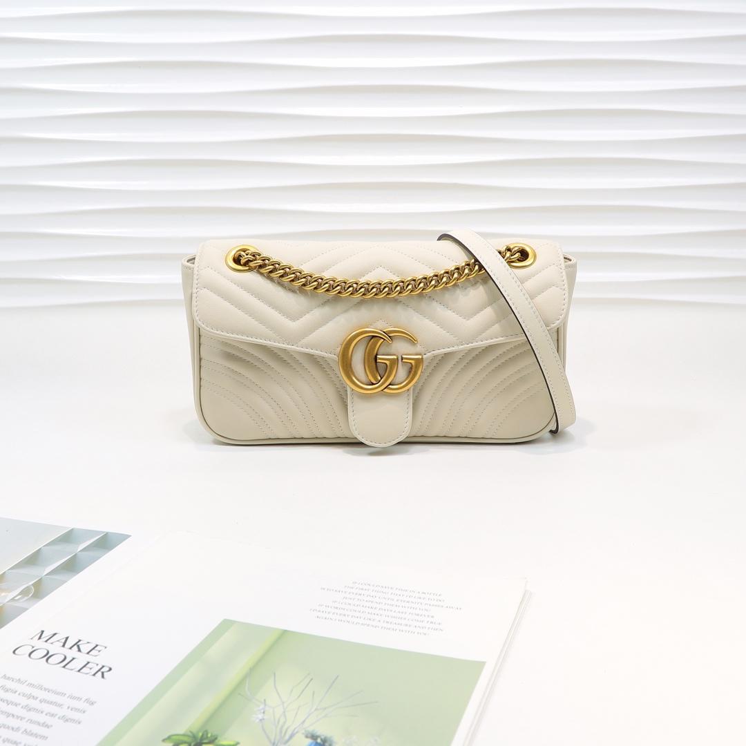 Gvc*1 Marmont small matelassé shoulder bag 26cm White 443497 