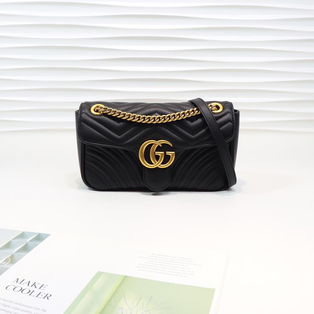 Gvc*1 Marmont small matelassé shoulder bag 26cm Black 443497 Bagsaa