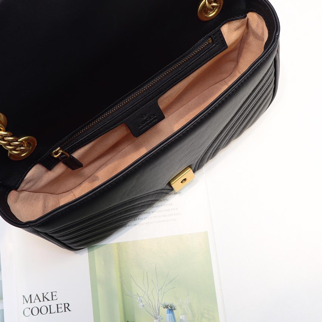 Gvc*1 Marmont small matelassé shoulder bag 26cm Black 443497 Bagsaa