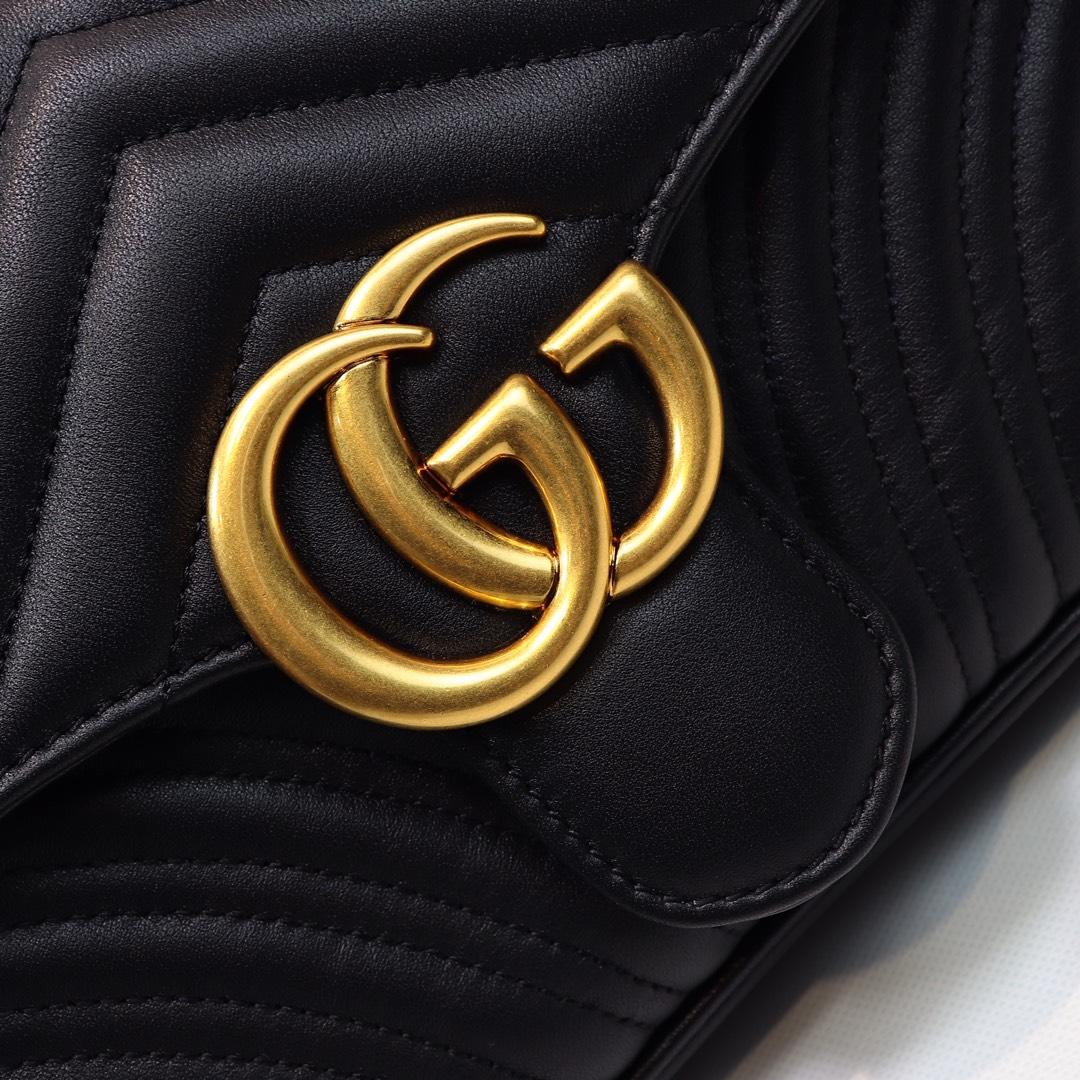 Gvc*1 Marmont small matelassé shoulder bag 26cm Black 443497 Bagsaa