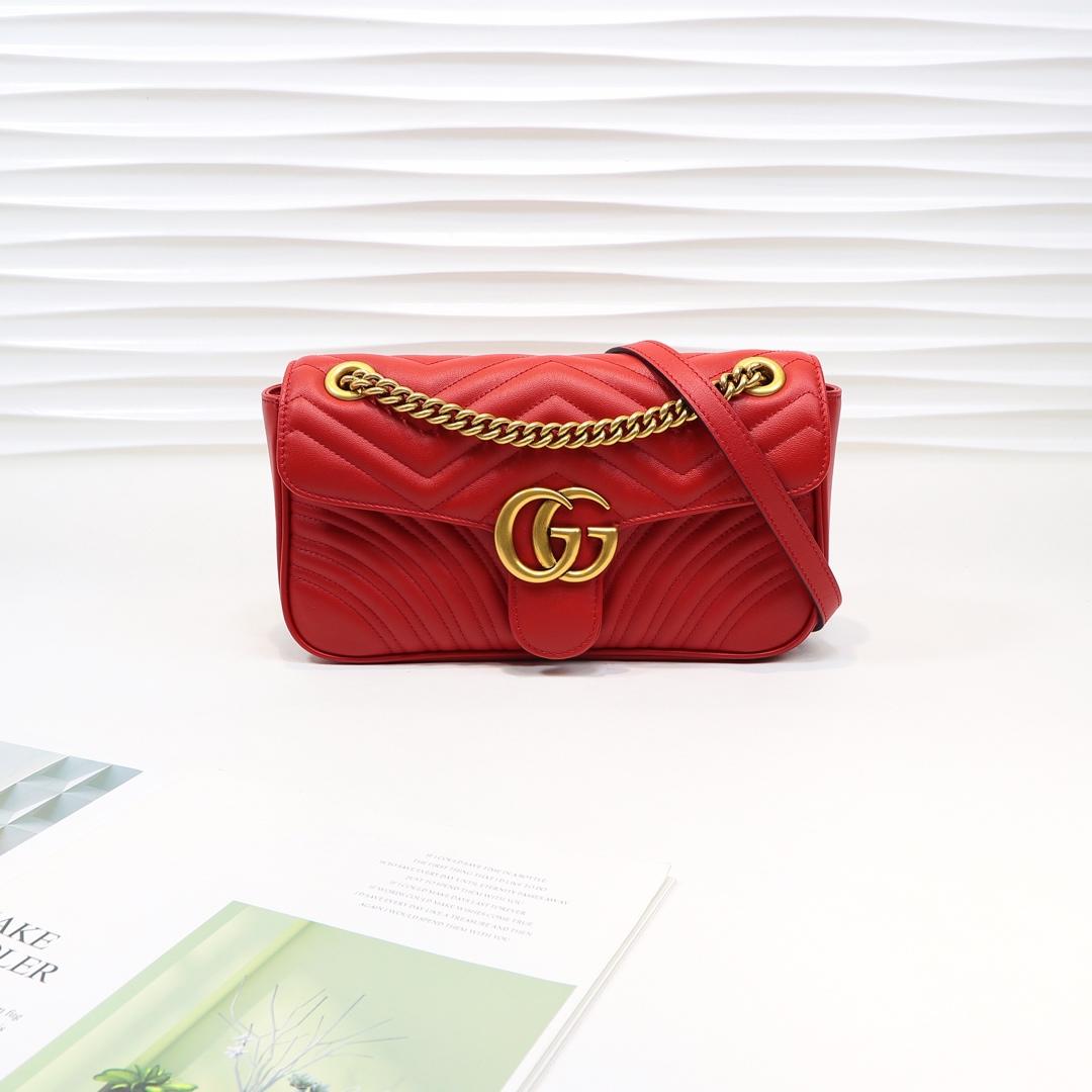 Gvc*1 Marmont small matelassé shoulder bag 26cm Red 443497 Bagsaa