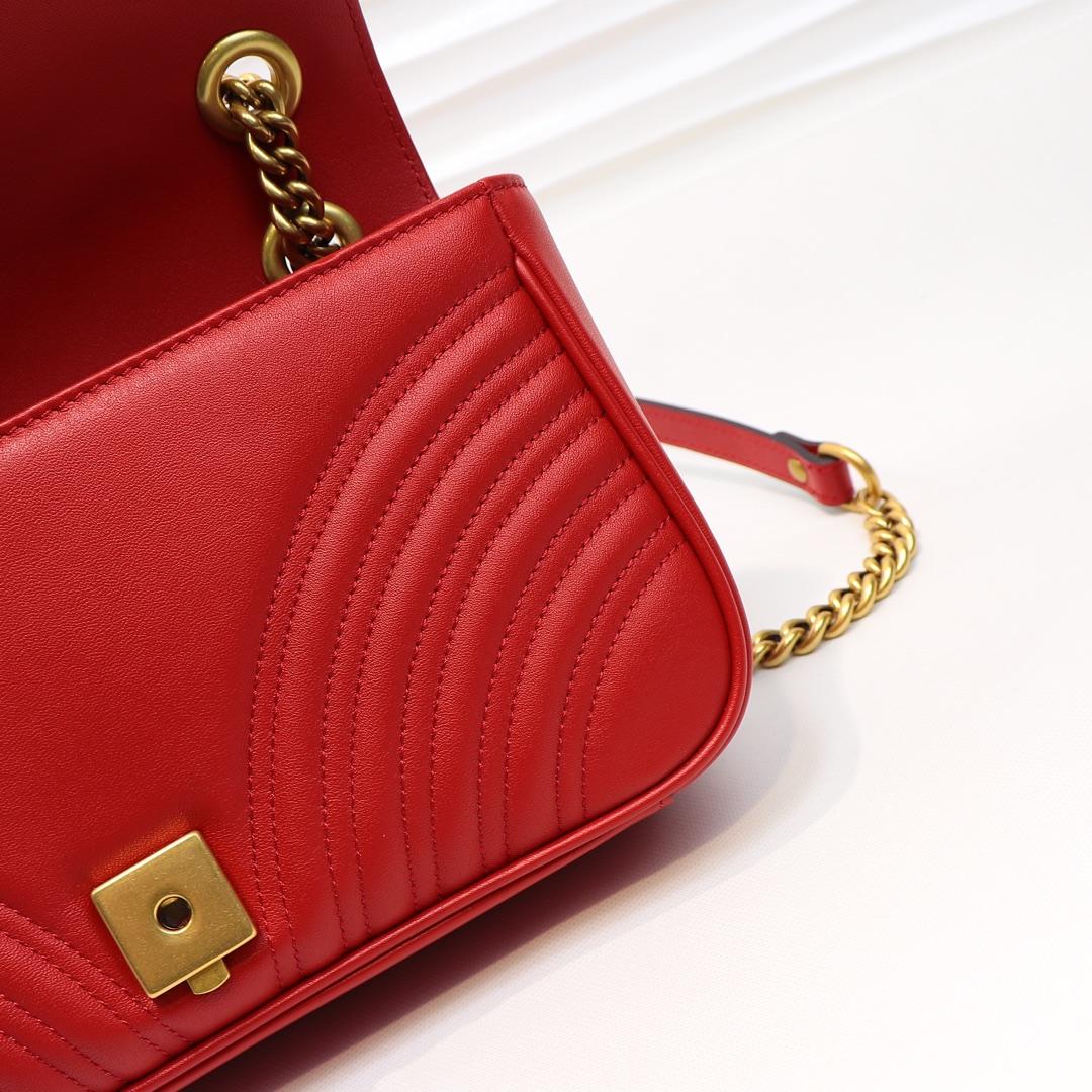 Gvc*1 Marmont small matelassé shoulder bag 26cm Red 443497 Bagsaa